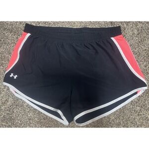Under Armour Women's Medium Running Shorts‎ Loose Heatgear Black And Pink Lined